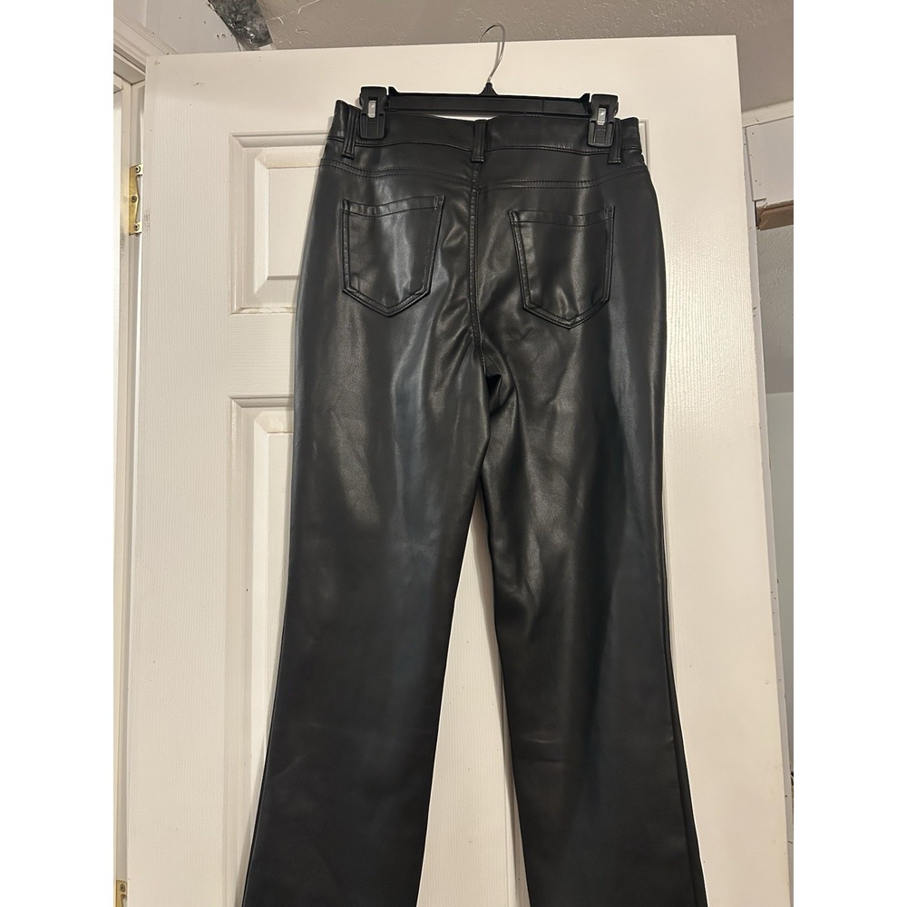 Time and Tru High Rise Straight Leg Black Faux Leather Women's Pants - Size 4